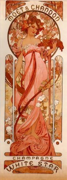  tinto Pintura - Moet y Chandon White Star 1899 Art Nouveau checo distinto Alphonse Mucha